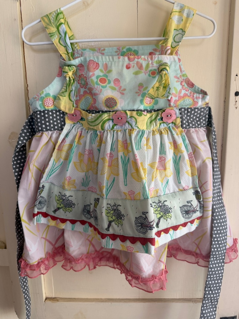 Matilda Jane Mint, Pink & Yellow Floral Layered Dress with Apron 2
